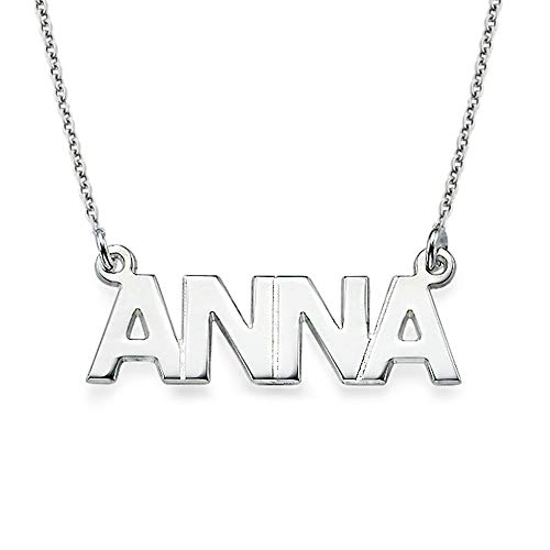 MyNameNecklace MYKA Personalisierte Neue Namenskette in Grobuchstaben aus Sterling Silber 925 / Vergoldet - Geschenk für Damen - Mutter - Freundin (925er Sterling Silber) von MyNameNecklace