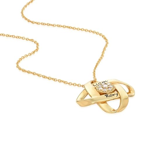 MyNameNecklace MYKA Galaxy Halskette mit Kubischen Zirkonia oder 0.19ct Diamant aus Sterling Silber 925 - Schmuck Geschenk für Damen - Mutter (Mit 0.19ct Diamant - 750er vergoldetes 925er Silber) von MyNameNecklace