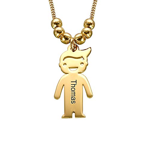 MyNameNecklace MYKA Personalisierbare Kinder-Charm-Halskette - Gravierte Sterlingsilber-Halskette für Muttertag (Vermeil gold) von MyNameNecklace