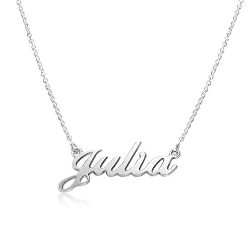 MyNameNecklace MYKA Personalisiert Kleine Klassik Druckschrift Namenskette in Sterling Silber 925 / Vergoldet - Anpassbar Geschenk für Damen - Mutter - Freundin (925er Sterling Silber) von MyNameNecklace