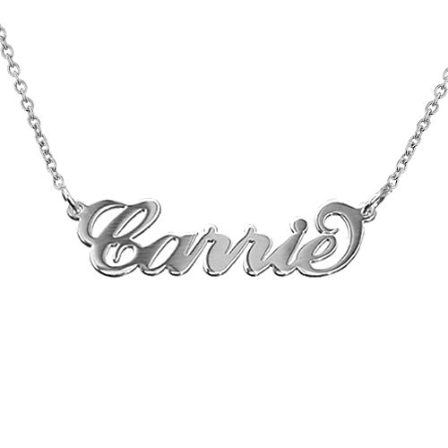 MyNameNecklace MYKA Personalisierte Kleine Carrie Namenskette aus Sterling Silber 925 / Vergoldet - Anpassbar Geschenk für Damen - Mutter - Freundin (925er Sterling Silber) von MyNameNecklace