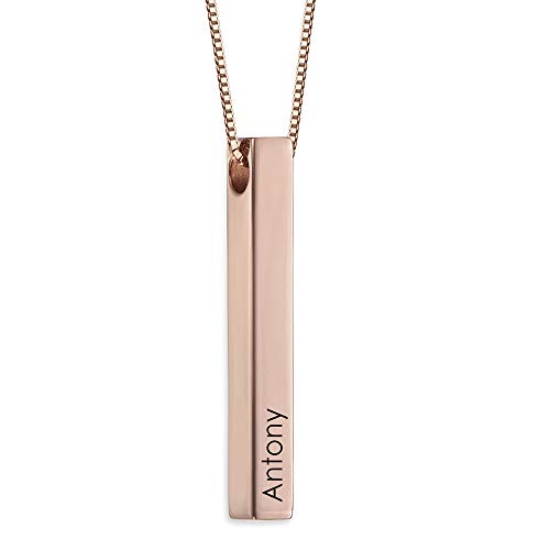 MyNameNecklace MYKA Personalisierbare Dreidimensionale Barrenkette in Sterling Silber 925 / Vergoldet - Halskette für Damen (750er Rosévergoldete 925er Sterling Silber) von MyNameNecklace