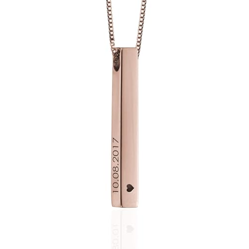 MyNameNecklace MYKA Personalisierbare Dreidimensionale Barrenkette in Sterling Silber 925 / Vergoldet - Halskette für Damen (750er Rosévergoldete 925er Sterling Silber) von MyNameNecklace