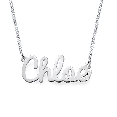 MyNameNecklace MYKA Personalisierbare Kursive Namenskette in Sterling Silber 925 / Vergoldet - Halskette für Damen (925er Sterling Silber) von MyNameNecklace