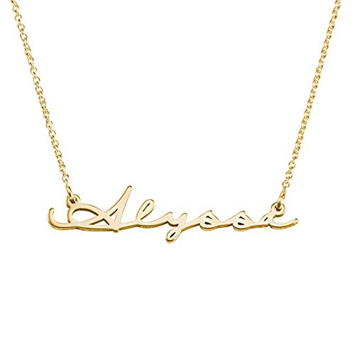 MyNameNecklace MYKA Personalisierte Namenskette im Signaturstil aus Sterling Silber 925 / Vergoldet - Anpassbar Geschenk für Damen - Mutter - Freundin (750er Gold-Vermeil) von MyNameNecklace