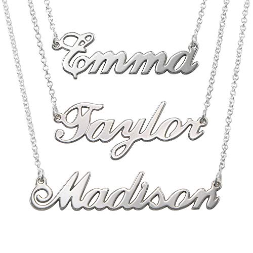 MyNameNecklace MYKA Personalisierbare Namenskette in Druckschrift- Klassik in Sterling Silber 925 / Vergoldet - Halskette für Damen (925er Sterling Silber) von MyNameNecklace