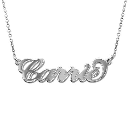 MyNameNecklace MYKA Personalisierte Carrie Namenskette aus Sterling Silber 925 / Vergoldet - Anpassbar Geschenk für Damen - Mutter - Freundin (925er Sterling Silber) von MyNameNecklace