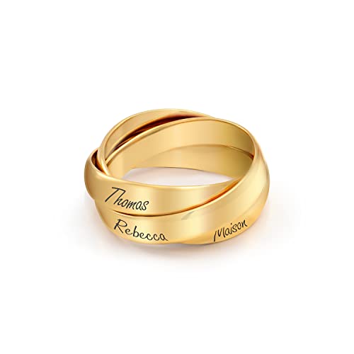 MYKA Personalisierte Charlize Russischer Ring aus Sterling Silber 925 / Vergoldet - Schmuck Geschenk für Damen - Mutter - Freundin (750er Gold-Vermeil) von MyNameNecklace