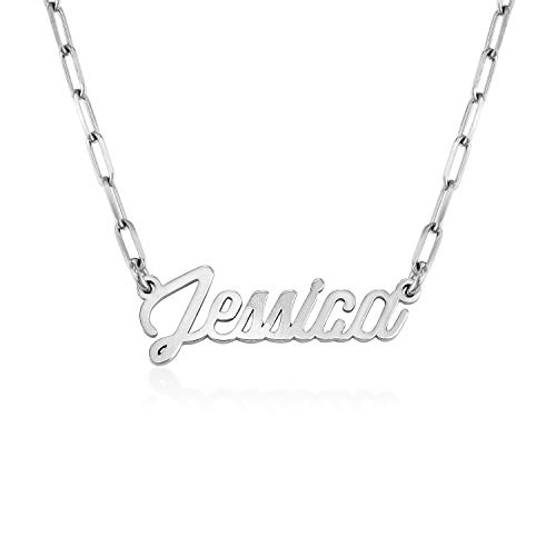 MyNameNecklace MYKA Personalisierte Halskette mit Kettengliedern und Namen aus Sterling Silber 925 / Vergoldet - Namen Schmuck Geschenk für Damen - Mutter - Freundin (925er Sterling Silber) von MyNameNecklace