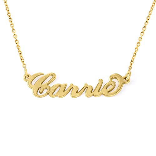 MyNameNecklace MYKA Personalisierte Kleine Carrie Namenskette aus Sterling Silber 925 / Vergoldet - Anpassbar Geschenk für Damen - Mutter - Freundin (750er Gold-Vermeil) von MyNameNecklace