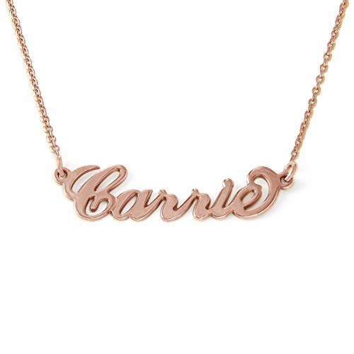 MyNameNecklace MYKA Personalisierte Kleine Carrie Namenskette aus Sterling Silber 925 / Vergoldet - Anpassbar Geschenk für Damen - Mutter - Freundin (Rosévergoldetes 925er Sterling Silber) von MyNameNecklace