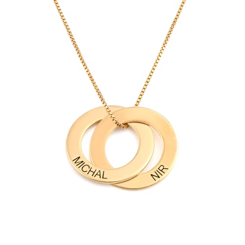 Myka Halskette mit russischem Ring-Anhänger mit Diamant-/Geburtsstein-Optionen – Sterlingsilber, vergoldet, vergoldet oder 14 Karat massives Gold – zwei oder drei Ringe, 3 Rings, Sterling Silber, Kein von MyNameNecklace
