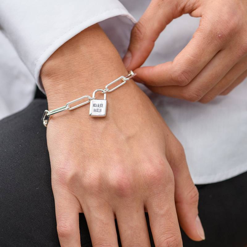 Meinenamenskette Personalisiertes Allie Padlock Gliederarmband | Gold Silber 925 Anpassbares Muttertagsgeschenk Für Ihre Mutter von MyNameNecklaceUS