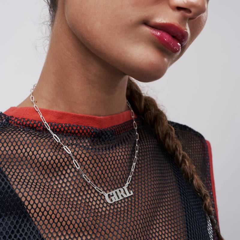 Personalisierte Benutzerdefinierte Disco Paperclip Name Halskette | Sterling Silber Disko-Namensschild Mit Strukturmuster, Geschenke Für Sie, Frau von MyNameNecklaceUS