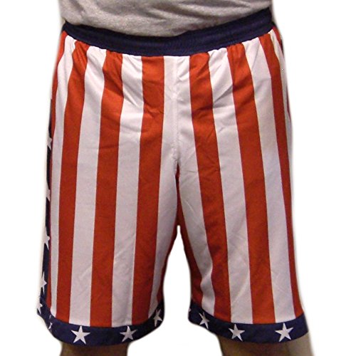 Rocky Balboa American Flag Shorts Apollo Creed USA America IV Rot Weiß Blau Gr. L, Mehrfarbig von MyPartyShirt