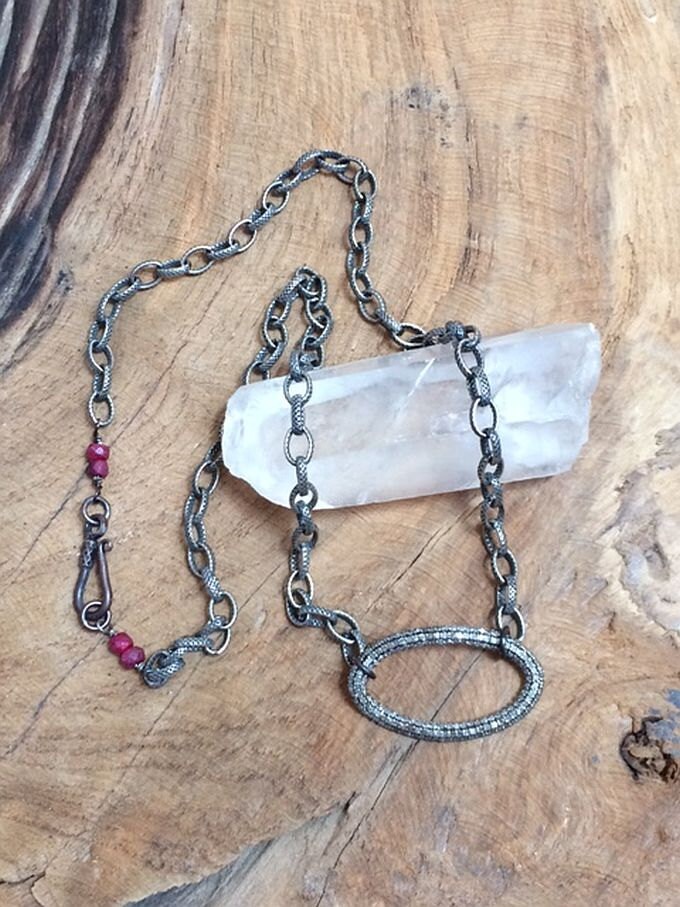 Echte Pave Diamant Halskette | 925 Silber Echter Rubin Edelstein April Geburtsstein von MyPeaceAndLove