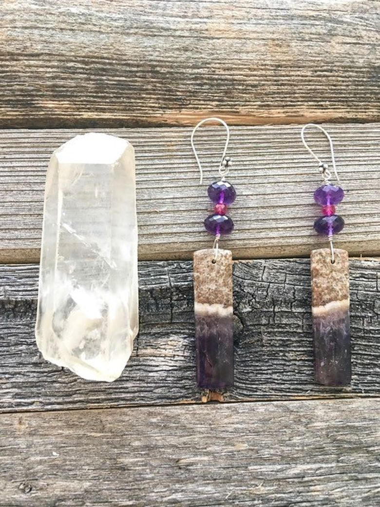 Rohe Amethyst Ohrringe | Echter Rubin Sterling Silber Boho Edelstein von MyPeaceAndLove