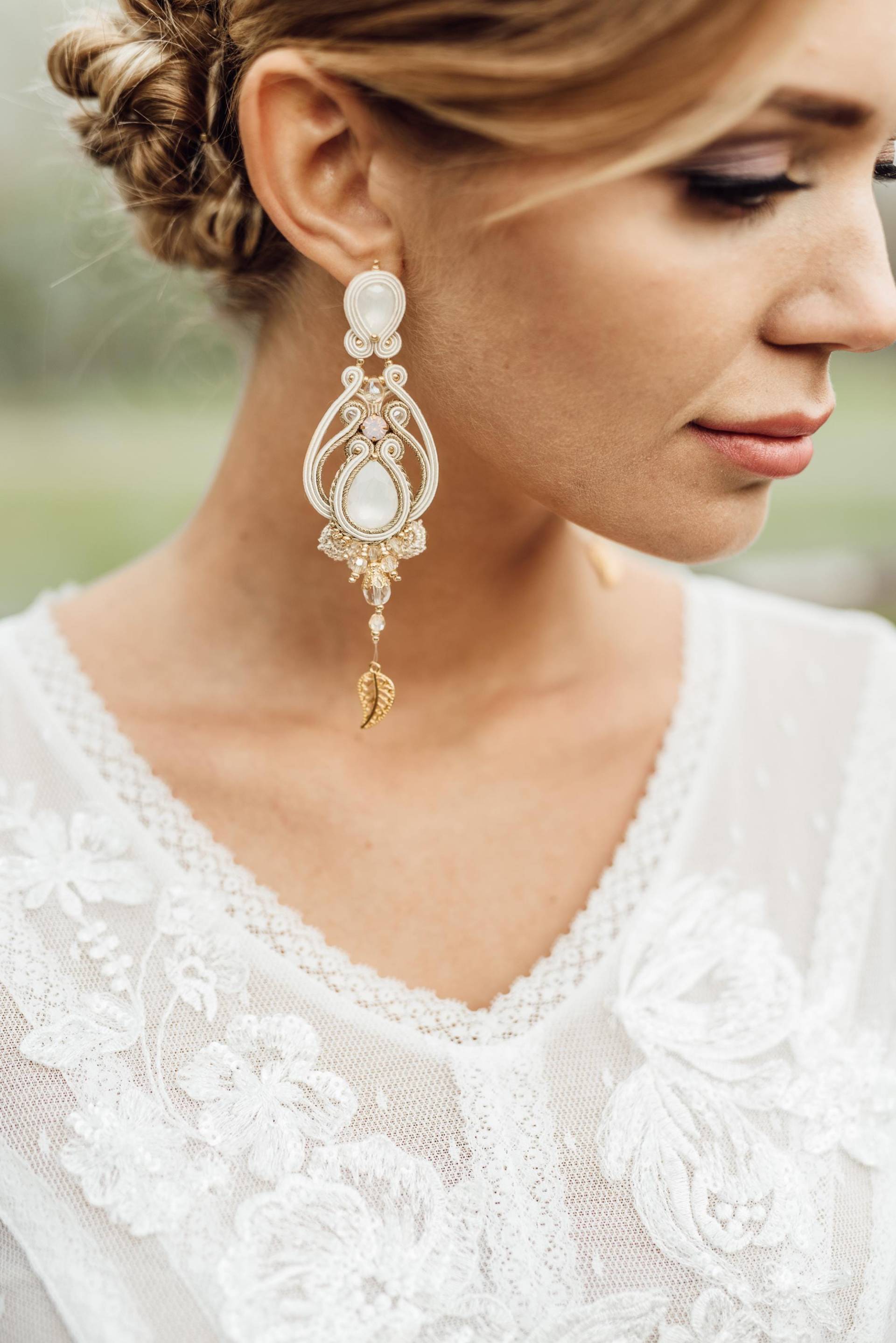 Goldene Boho Hochzeit Ohrringe Für Braut, Lange Soutache Braut Ohrringe, Elfenbein Hippie Goldene Boho Hochzeit Ohrringe Für Braut, Lange Soutache Braut Ohrringe, Elfenbein Hippie von MyPerfectDayJewelry