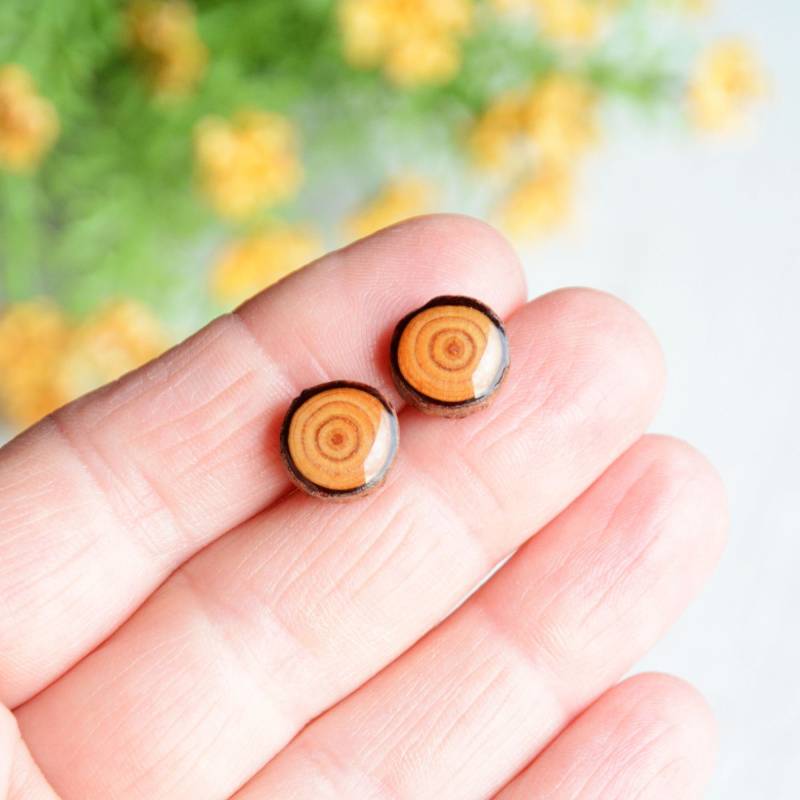 Holzohrstecker Aus Natürlichem Lärchenholz, Upcycled Schmuck Altholz, Naturschmuck Dem Wald von MyPieceOfWood