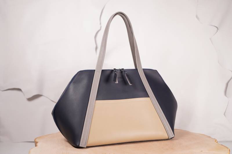 Handgefertigte Handtasche Aus Drei Verschiedenen Leder, Handgemachte Henkeltasche von MyPierreShop