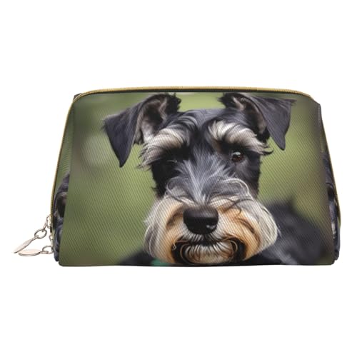 Afrikanische Textilien Patchwork Druck Kosmetische Taschen, Leder Make-up Tasche Klein Für Geldbörse, Kosmetische Beutel, Kulturbeutel Kupplung Für Frauen Reise, Niedlicher Schnauzer, One size von MyPiky