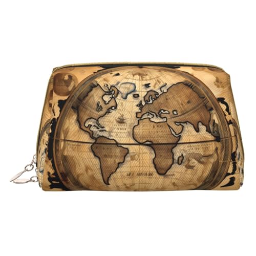 Armee Digital Camouflage Druck Kosmetiktaschen, Leder Make-up Tasche Klein Für Geldbörse, Kosmetiktasche, Kulturbeutel Kupplung Für Frauen Reisen, Alte Karte Globus, One Size, Alte Karte Globus, One von MyPiky