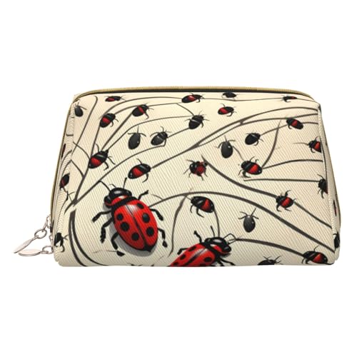 Baby Blaue Herz Druck Kosmetische Taschen,Leder Make-up Tasche Klein Für Geldbörse, Kosmetiktasche, Kulturbeutel Kupplung Für Frauen Reise, Art Marienkäfer, One size von MyPiky