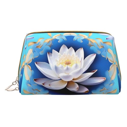 Baby Blaue Herz Druck Kosmetische Taschen,Leder Make-up Tasche Klein Für Geldbörse, Kosmetiktasche, Kulturbeutel Kupplung Für Frauen Reise, Asiatische Lotuâ€s Blumen, One size von MyPiky