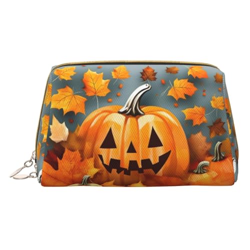 Baby Blaue Herz Druck Kosmetische Taschen,Leder Make-up Tasche Klein Für Geldbörse, Kosmetiktasche, Kulturbeutel Kupplung Für Frauen Reise, Herbstblätter Thanksgiving Day Kürbis, One size von MyPiky
