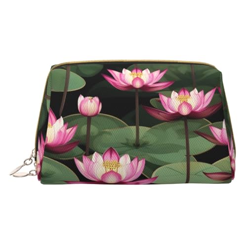 Baby Blaue Herz Druck Kosmetische Taschen,Leder Make-up Tasche Klein Für Geldbörse, Kosmetiktasche, Kulturbeutel Kupplung Für Frauen Reisen, Asiatische Lotuâ€s Blume, One Size, Asiatische Lotuâ€s von MyPiky