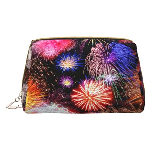 Basketball Orange Druck Kosmetische Taschen,Leder Make-up Tasche Klein Für Geldbörse, Kosmetiktasche, Kulturbeutel Kupplung Für Frauen Reise, Wunderschönes Feuerwerk, One size von MyPiky