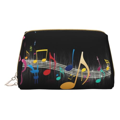 Bunte Kosmetik Taschen Mit Schmetterling Druck,Leder Make-up Tasche Klein Für Brieftasche,Kosmetikbeutel,Kulturbeutel Kupplung Für Frauen Reise, Bunte musikalische Note, One size von MyPiky