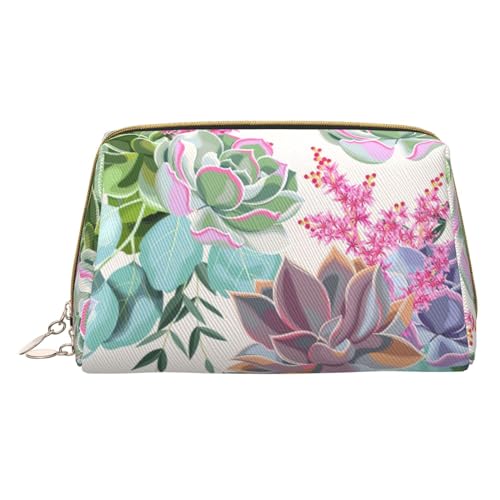 Bunte Kosmetik Taschen Mit Schmetterling Druck,Leder Make-up Tasche Klein Für Brieftasche,Kosmetikbeutel,Kulturbeutel Kupplung Für Frauen Reise, Bunter Kaktus, One size von MyPiky