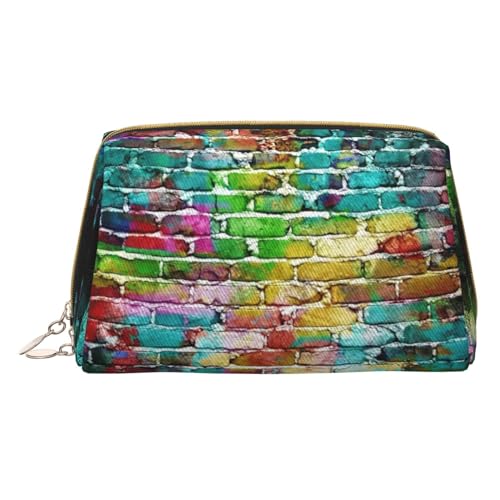 Bunte Ziegel Druck Kosmetiktaschen,Leder Make-up Tasche Klein Für Geldbörse, Kosmetikbeutel,Kulturbeutel Kupplung Für Frauen Reise, Bunte Ziegel, One size von MyPiky