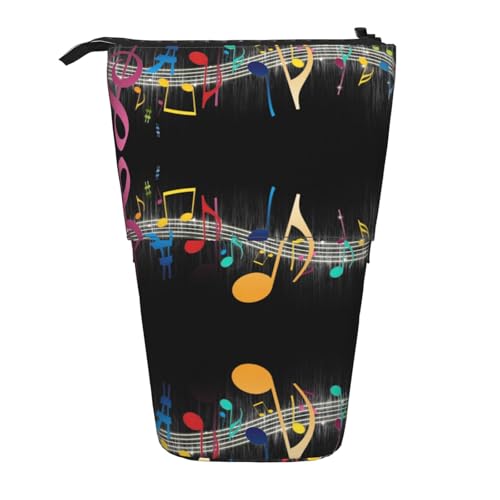Buntes Federmäppchen mit Musiknoten-Aufdruck, Teleskop-Federmäppchen, Pop-Up-Federmäppchen, Make-up-Kosmetiktasche von MyPiky