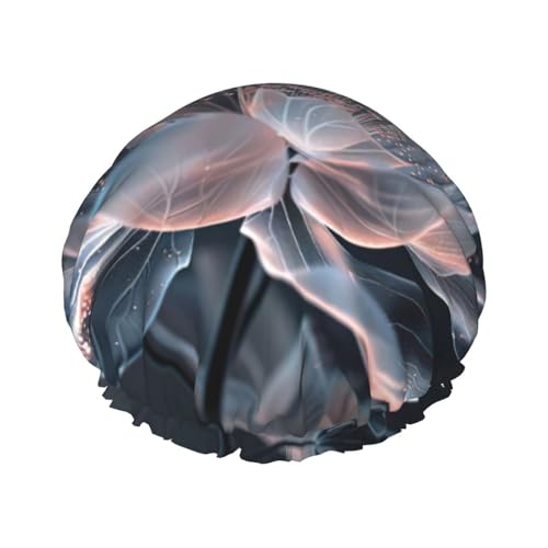 Duschhaube mit 3D-Blumendruck, elastisch und wiederverwendbar, für langes Haar, große wasserdichte Duschhaube, für Damen, Herren, Kinder von MyPiky