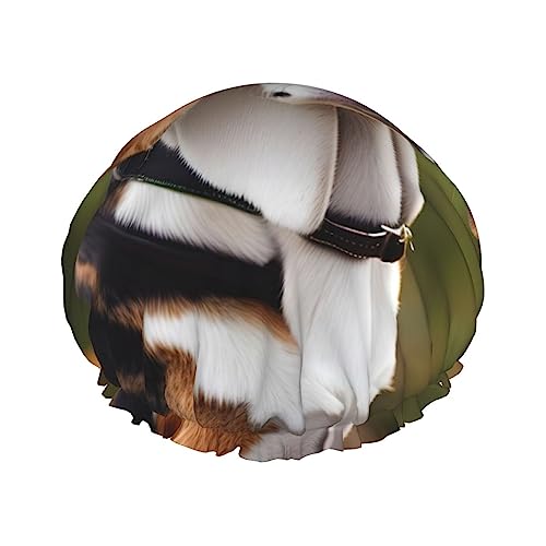 Duschhaube mit Beagle-Hunde-Aufdruck, elastisch und wiederverwendbar, für langes Haar, große wasserdichte Duschhaube, für Damen, Herren, Kinder von MyPiky