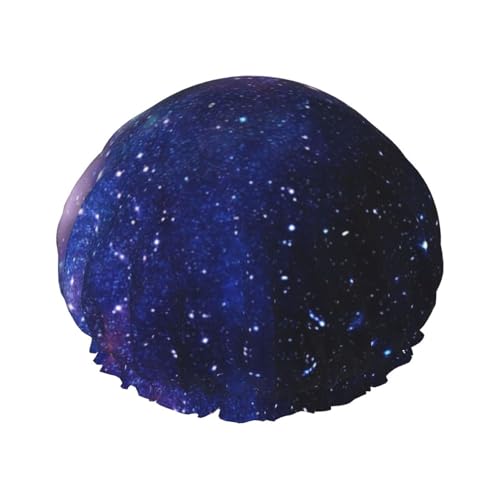Duschhaube mit Galaxie-Druck, elastisch und wiederverwendbar, für langes Haar, große wasserdichte Duschhaube, für Damen, Herren, Kinder von MyPiky