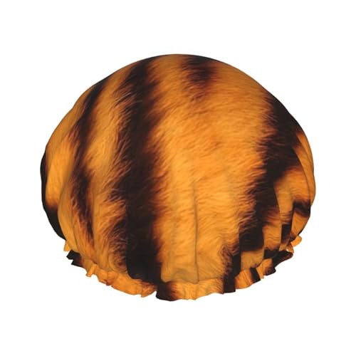 Duschhaube mit Tiger-Streifenmuster, elastisch und wiederverwendbar, für langes Haar, große wasserdichte Duschhaube, für Damen, Herren, Kinder von MyPiky