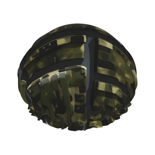 Duschhaube mit digitalem Camouflage-Druck, elastisch und wiederverwendbar, für langes Haar, große wasserdichte Duschhaube, für Damen, Herren, Kinder von MyPiky