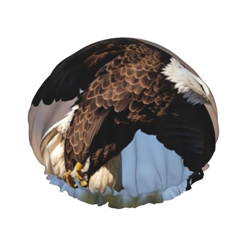 Duschhaube mit fliegendem Adler, elastisch und wiederverwendbar, für langes Haar, große wasserdichte Duschhaube, für Damen, Herren, Kinder von MyPiky