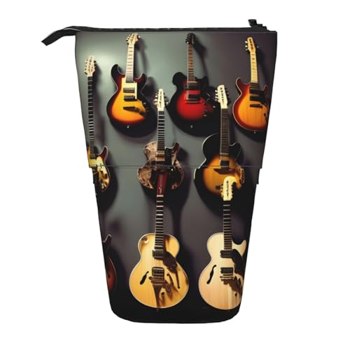 Federmäppchen mit Gitarrensammlung, Stehendes Federmäppchen, Teleskop-Federmäppchen, Pop-Up-Federmäppchen, Make-up-Kosmetiktasche von MyPiky