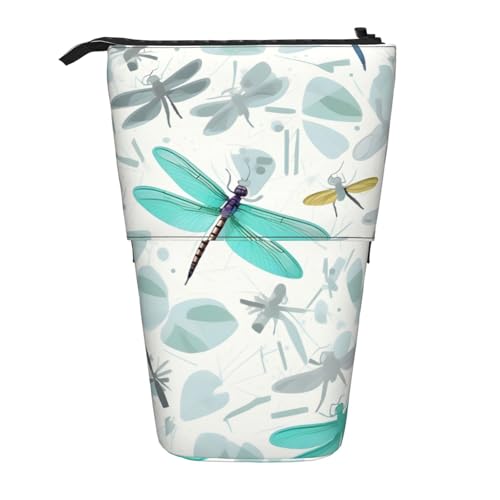 Federmäppchen mit Libellen-Aufdruck, Teleskop-Federmäppchen, Pop-Up-Federmäppchen, Make-up-Kosmetiktasche, Grün von MyPiky