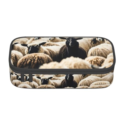 Federmäppchen mit Schaf- und Lämmer-Druck, modisch, funktional, praktische Aufbewahrung für den täglichen Gebrauch, Make-up, Toilettenartikel von MyPiky