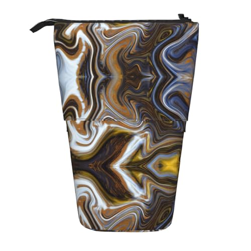 Federmäppchen mit abstraktem Marmor-Tintendruck, Stehendes Federmäppchen, Teleskop-Federmäppchen, Pop-Up-Federmäppchen, Stifteetui, Make-up-Ko von MyPiky