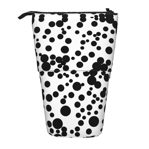 Federmäppchen mit großem Punktemuster, Teleskop-Federmäppchen, Pop-Up-Bleistifttasche, Make-up-Kosmetiktasche, Schwarz und Weiß von MyPiky