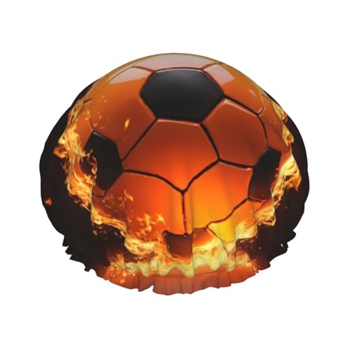 Fußball Druck Duschhaube, Elastische Und Wiederverwendbare Badewanne Haarhut Für Lange Haare, Große Wasserdichte Dusche Motorhaube, Für Frauen Männer Kinder von MyPiky