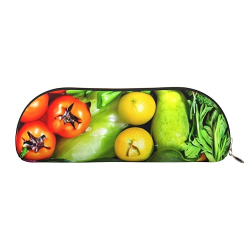 Green Fields Kosmetiktasche für Damen, mit Bauernmaschinen-Druck, Make-up-Tasche, Reise-Aufbewahrungstasche, Kulturbeutel, Federmäppchen, Frisches Gemüse und Obst, One Size von MyPiky