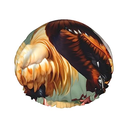 Große Duschhaube mit Hahn und Huhn bedruckt, elastisches Band, doppelschichtig, wasserdicht, für Damen, Herren, Kinder Große Duschhaube mit Hahn und Huhn bedruckt, elastisches Band, doppelschichtig, wasserdicht, für Damen, Herren, Kinder von MyPiky