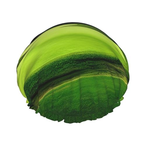Grüne Golfplatz Druck Duschhaube, Elastischer und Wiederverwendbarer Badehaarhut für langes Haar, große wasserdichte Duschhaube, für Frauen, Männer, Kinder von MyPiky